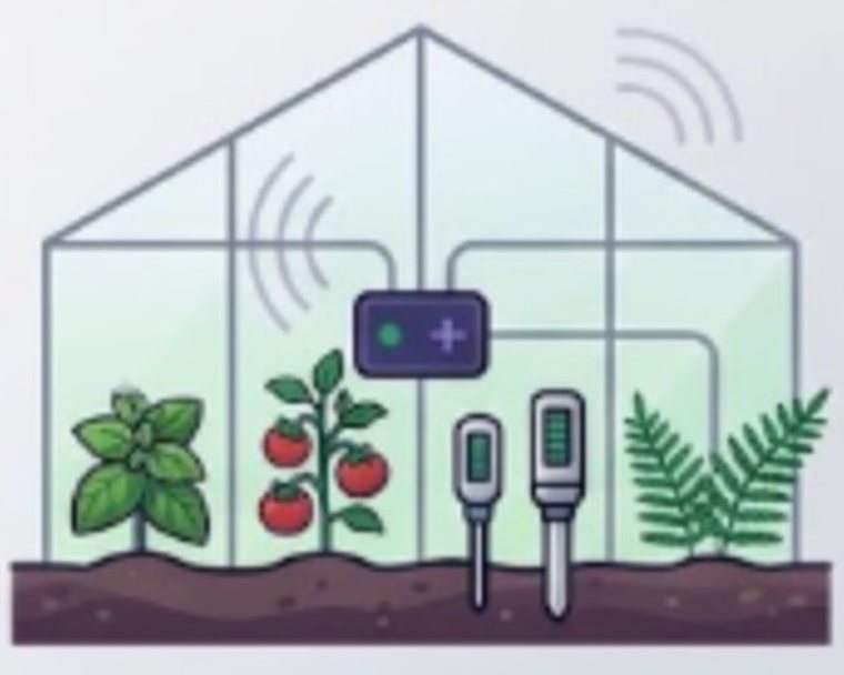 Une serre connectée avec sondes d'humidité du sol